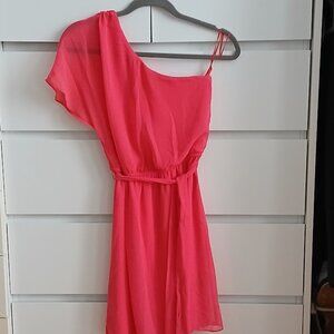 Coral Chiffon Cold Shoulder Dress by Express - XS